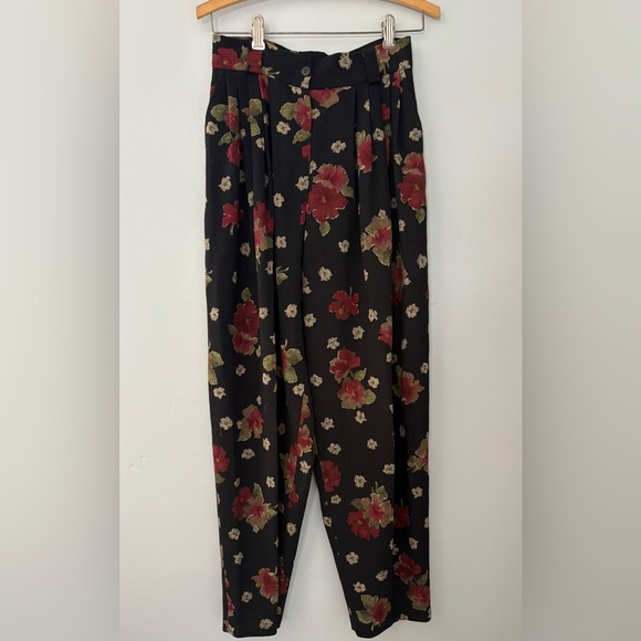 Mariella Burani Women’s sz6 100% Wool Floral Pants Vintage Y2K Made in Italy - Picture 1 of 7